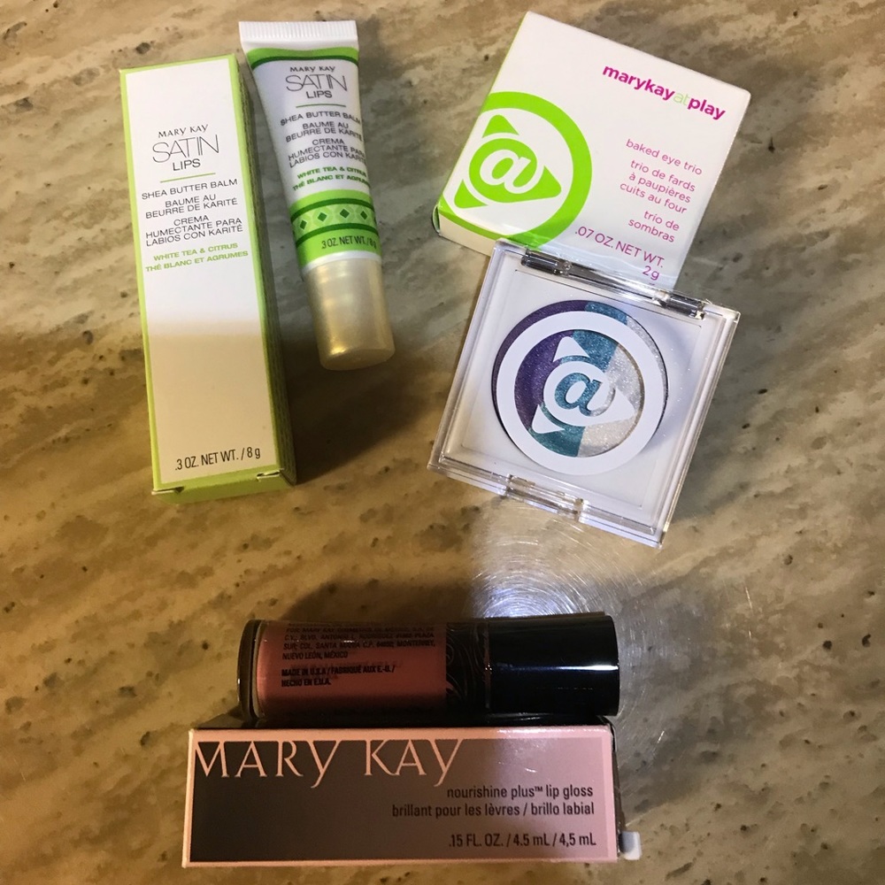 💄Mary Kay face set satin lip balm,gloss eye Trio
